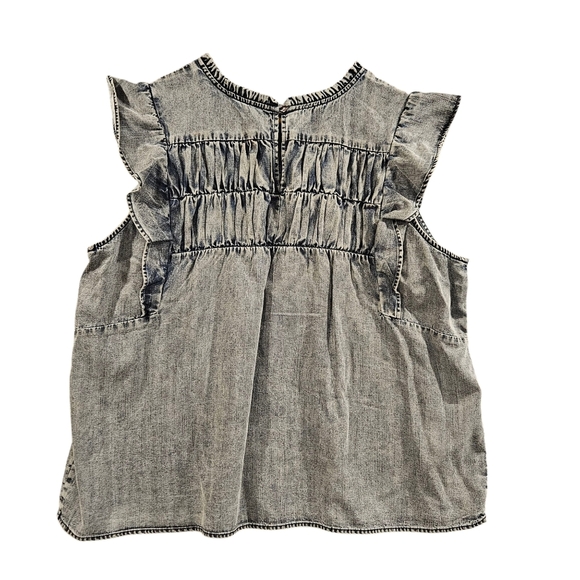 Rails SZ XXL Peasant Blue Filomena Flutter Short Sleeve Boxy Top Blouse - Picture 3 of 12